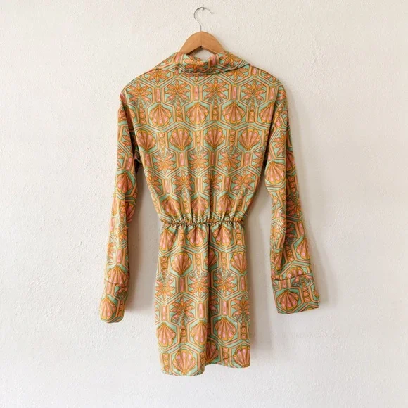 Show Me Your MuMu Womens Pink & Green Clara Silky Mini Dress - Picture 4 of 10